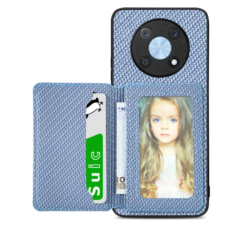 For Huawei Nova Y90 Carbon Fiber Magnetic Card Bag Phone Case