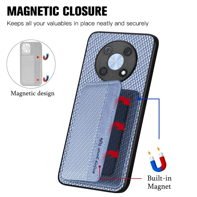 For Huawei Nova Y90 Carbon Fiber Magnetic Card Bag Phone Case