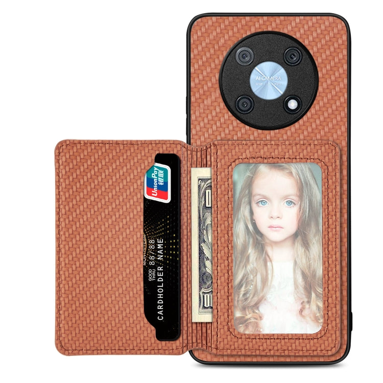 For Huawei Nova Y90 Carbon Fiber Magnetic Card Bag Phone Case