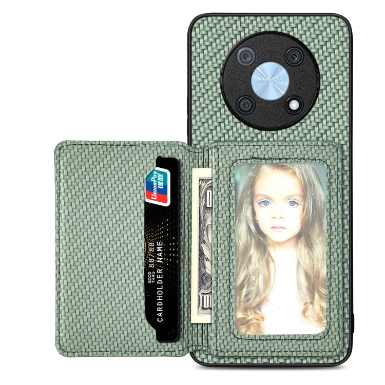 For Huawei Nova Y90 Carbon Fiber Magnetic Card Bag Phone Case