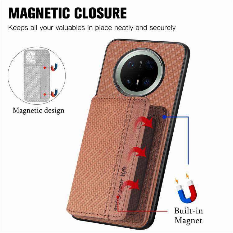 For Huawei Mate 70 Pro+ Carbon Fiber Magnetic Card Bag Phone Case