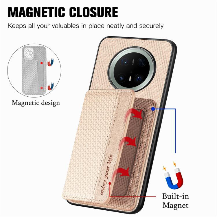 For Huawei Mate 70 Pro+ Carbon Fiber Magnetic Card Bag Phone Case