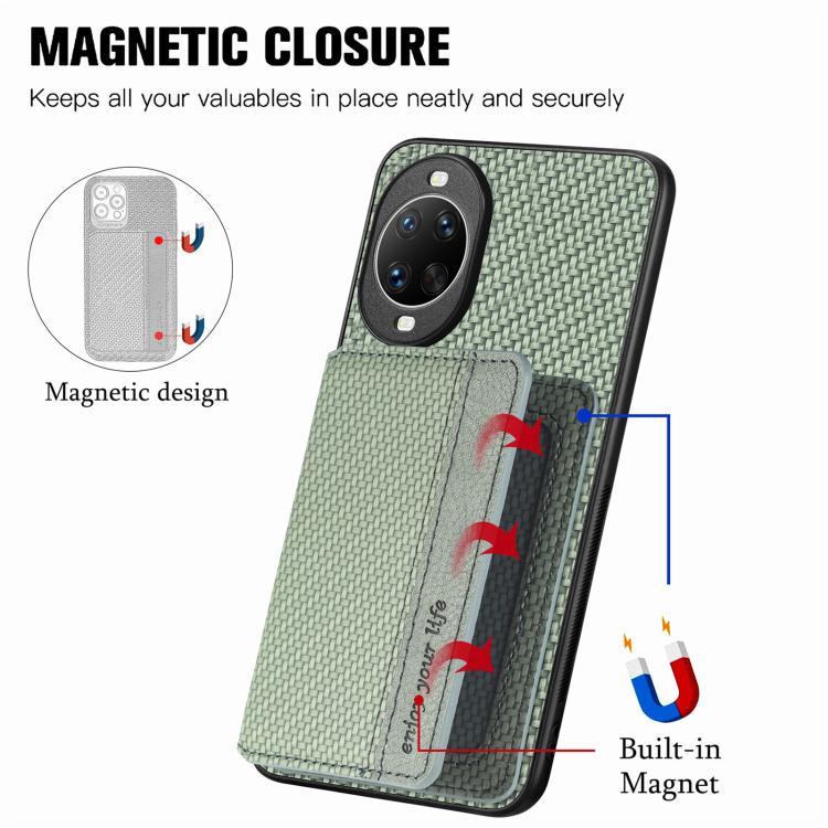 For Huawei nova 14 Carbon Fiber Magnetic Card Bag Phone Case