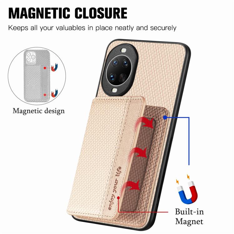 For Huawei nova 14 Carbon Fiber Magnetic Card Bag Phone Case