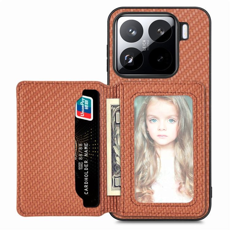 For Xiaomi 15 Carbon Fiber Magnetic Card Bag Phone Case