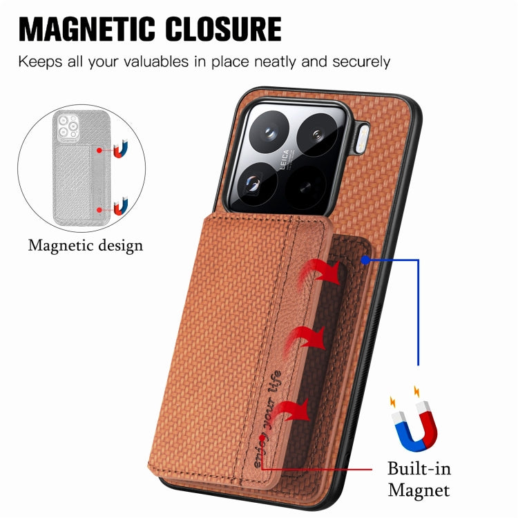 For Xiaomi 15 Carbon Fiber Magnetic Card Bag Phone Case