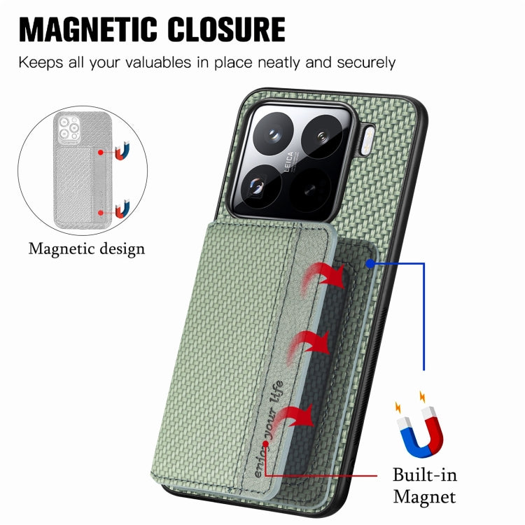 For Xiaomi 15 Carbon Fiber Magnetic Card Bag Phone Case