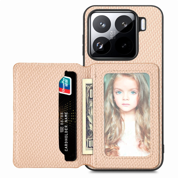 For Xiaomi 15 Carbon Fiber Magnetic Card Bag Phone Case