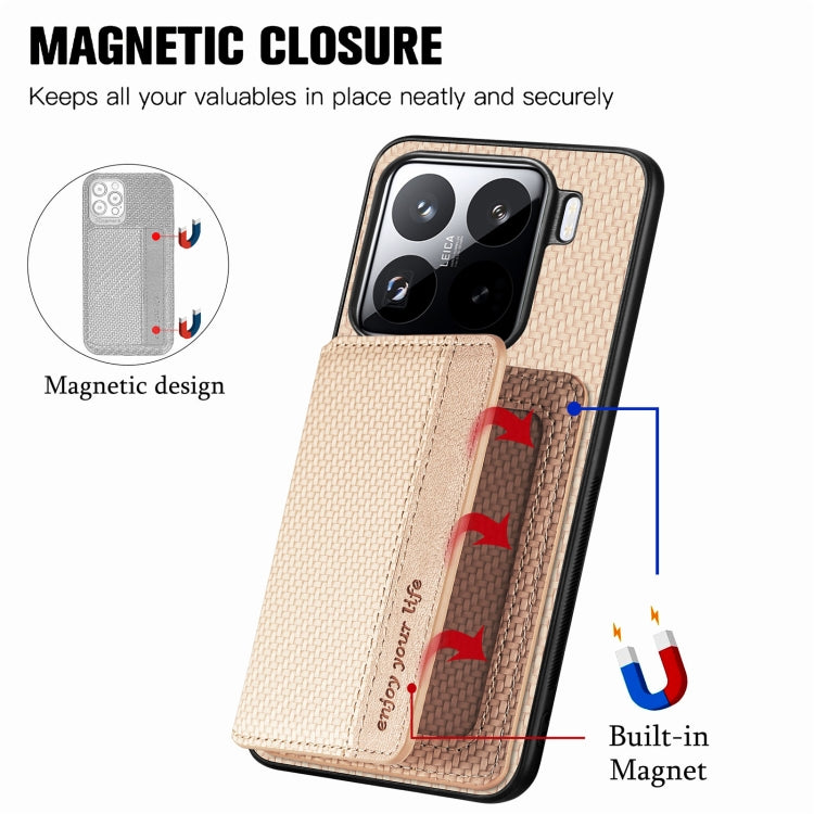 For Xiaomi 15 Carbon Fiber Magnetic Card Bag Phone Case