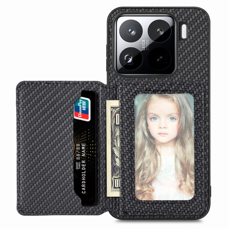 For Xiaomi 15 Pro Carbon Fiber Magnetic Card Bag Phone Case