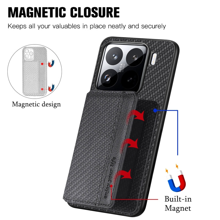 For Xiaomi 15 Pro Carbon Fiber Magnetic Card Bag Phone Case