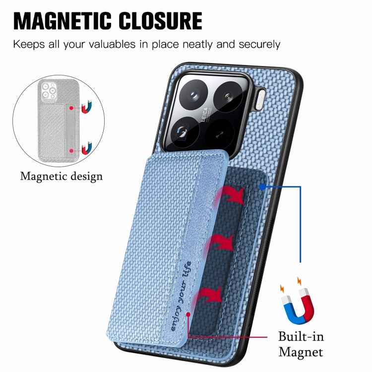 For Xiaomi 15 Pro Carbon Fiber Magnetic Card Bag Phone Case