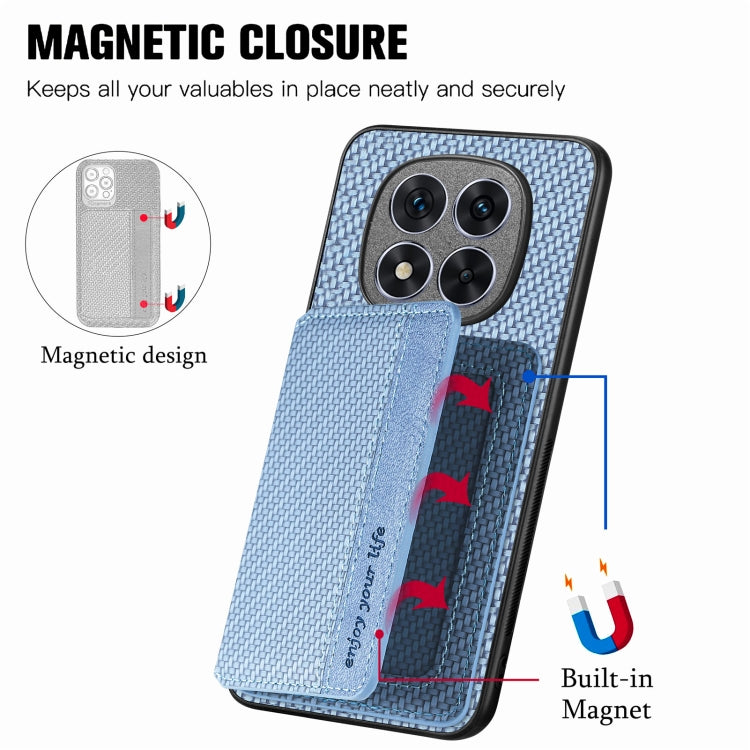For Redmi Note 14 5G Carbon Fiber Magnetic Card Bag Phone Case