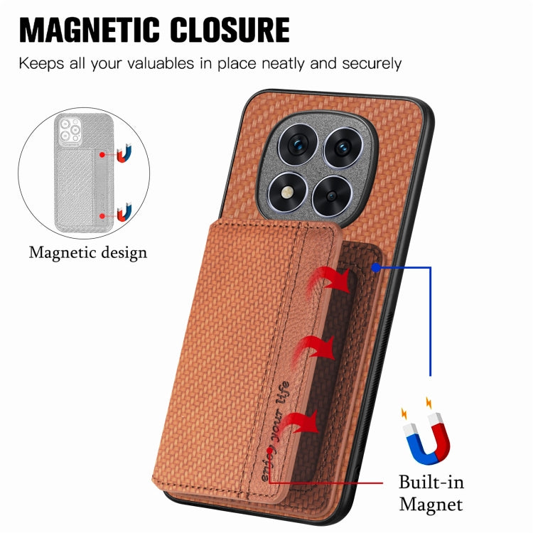 For Redmi Note 14 5G Carbon Fiber Magnetic Card Bag Phone Case