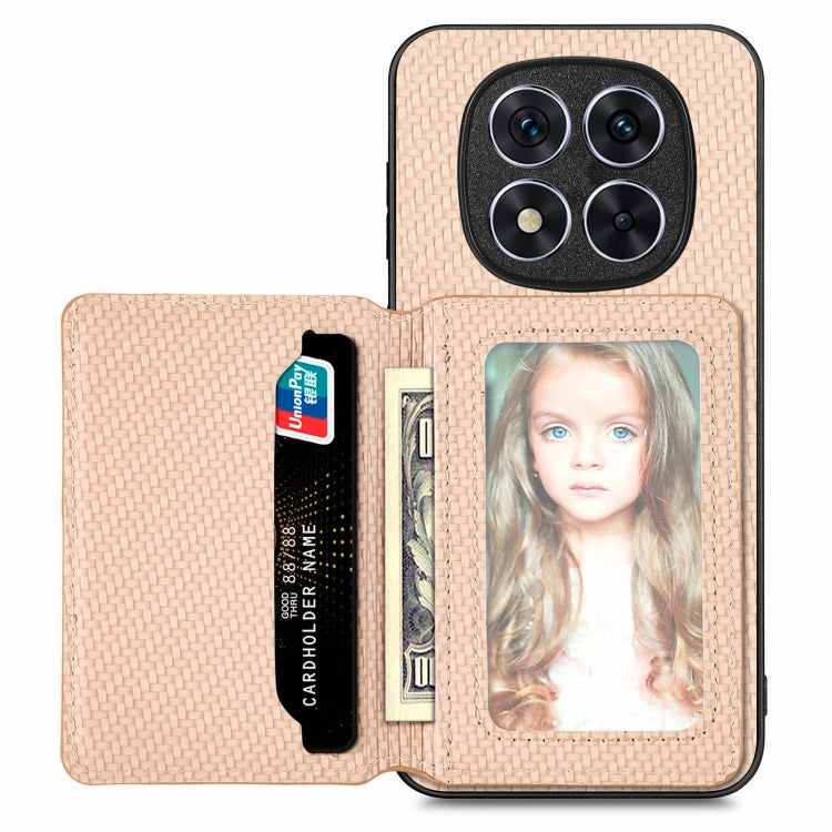 For Redmi Note 14 5G Carbon Fiber Magnetic Card Bag Phone Case
