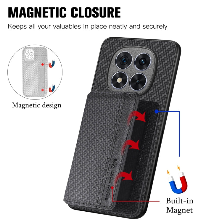 For Redmi Note 14 Pro 5G Carbon Fiber Magnetic Card Bag Phone Case