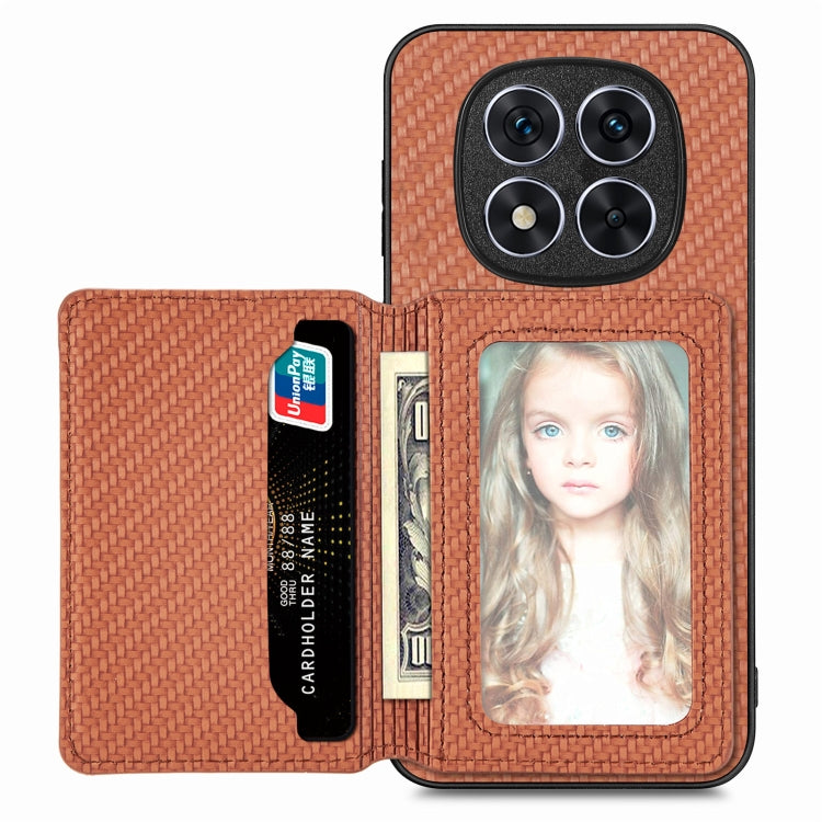 For Redmi Note 14 Pro 5G Carbon Fiber Magnetic Card Bag Phone Case