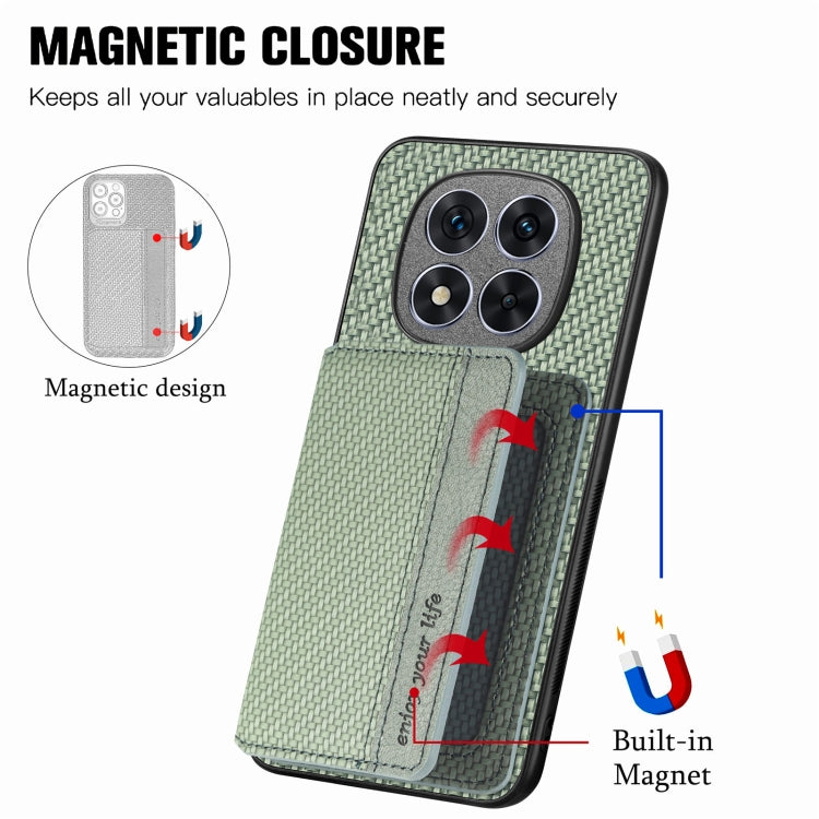For Redmi Note 14 Pro 5G Carbon Fiber Magnetic Card Bag Phone Case