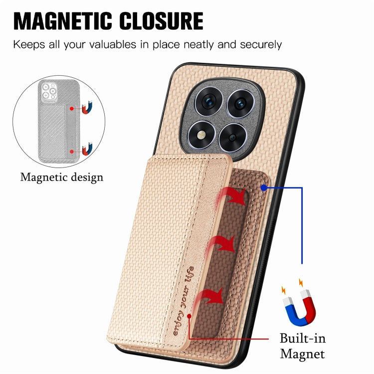 For Redmi Note 14 Pro 5G Carbon Fiber Magnetic Card Bag Phone Case