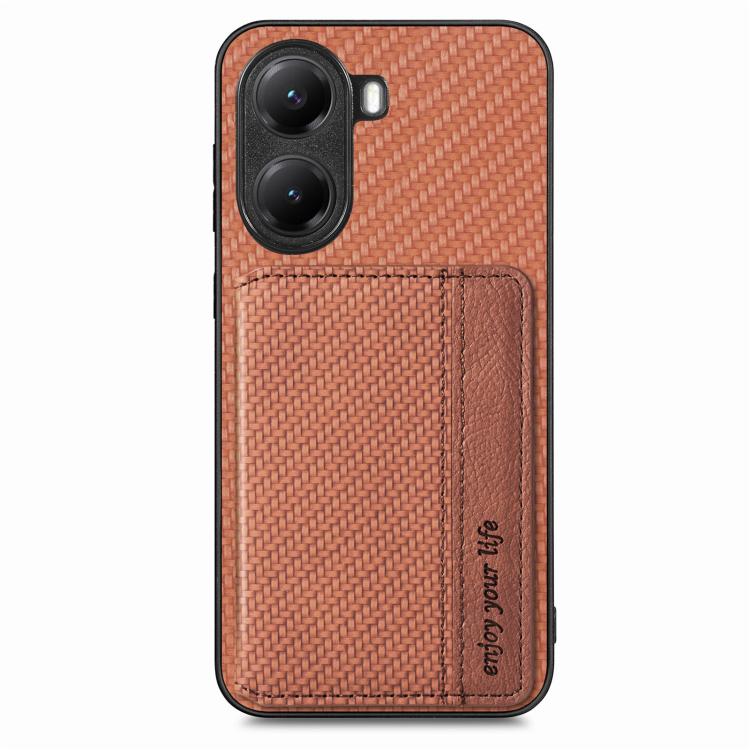 For Redmi Turbo 4 Carbon Fiber Magnetic Card Bag Phone Case