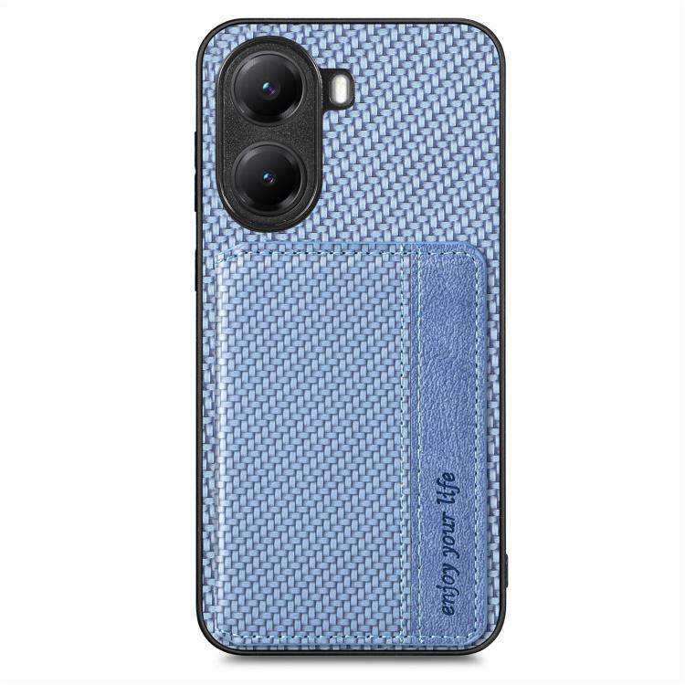 For Xiaomi Poco X7 Pro Carbon Fiber Magnetic Card Bag Phone Case