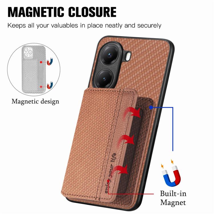 For Xiaomi Poco X7 Pro Carbon Fiber Magnetic Card Bag Phone Case