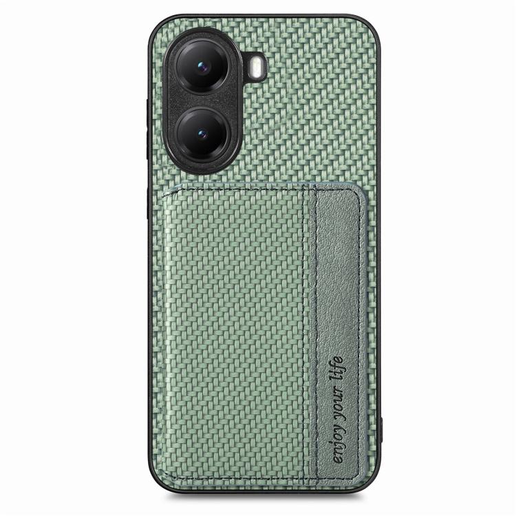 For Xiaomi Poco X7 Pro Carbon Fiber Magnetic Card Bag Phone Case