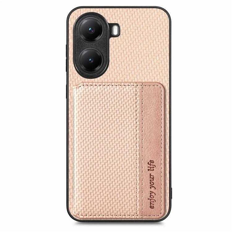 For Xiaomi Poco X7 Pro Carbon Fiber Magnetic Card Bag Phone Case