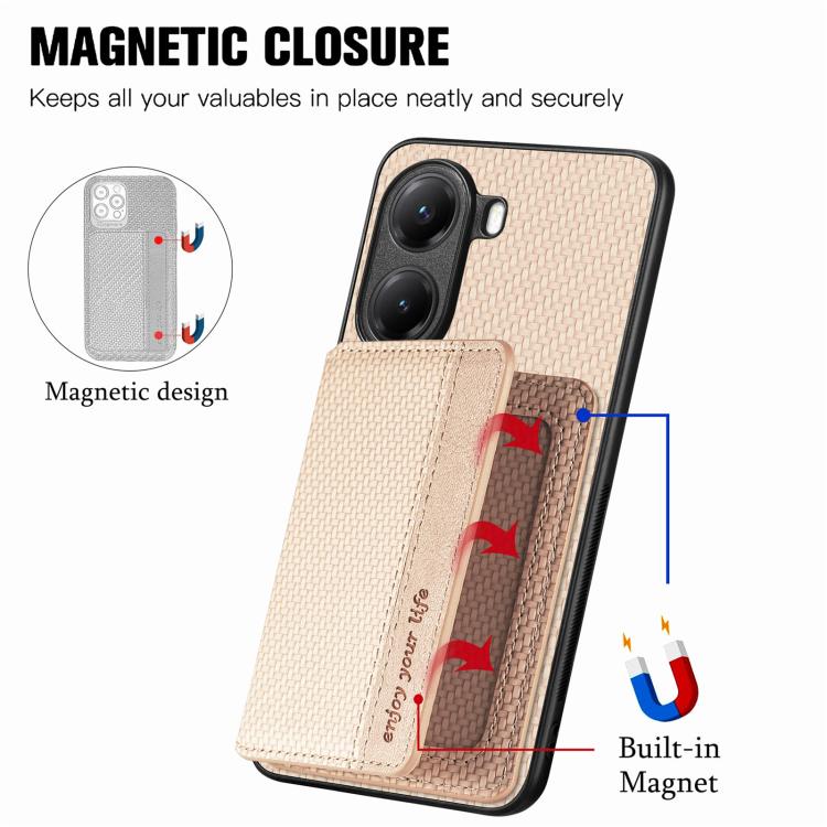 For Xiaomi Poco X7 Pro Carbon Fiber Magnetic Card Bag Phone Case