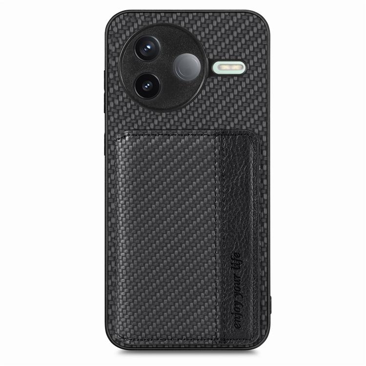 For Redmi K80 / Poco F7 Pro Carbon Fiber Magnetic Card Bag Phone Case