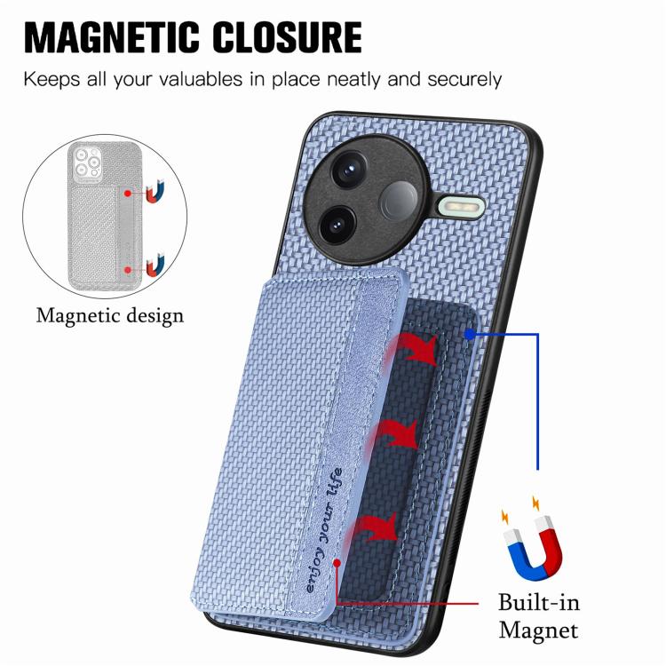For Redmi K80 / Poco F7 Pro Carbon Fiber Magnetic Card Bag Phone Case