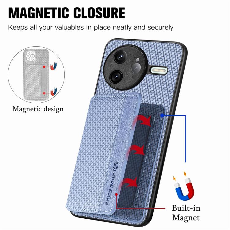 For Redmi K80 Pro / Poco F7 Ultra Carbon Fiber Magnetic Card Bag Phone Case