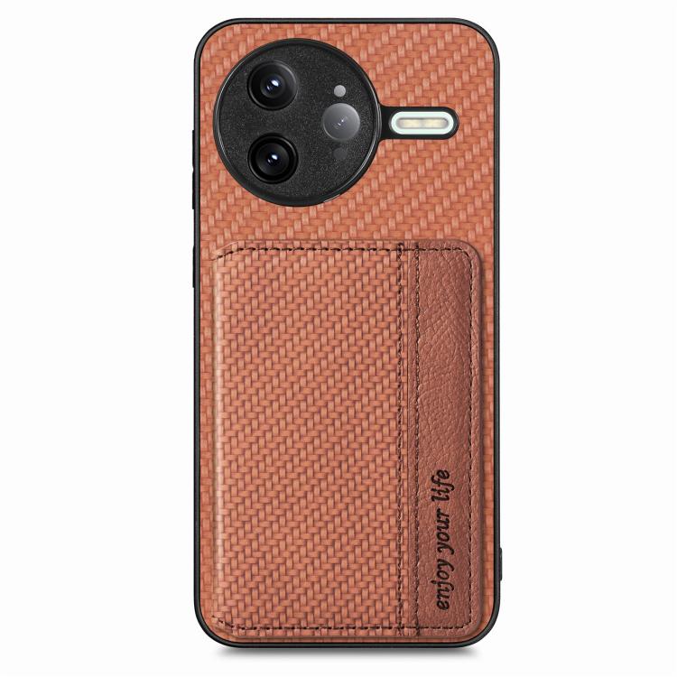 For Redmi K80 Pro / Poco F7 Ultra Carbon Fiber Magnetic Card Bag Phone Case