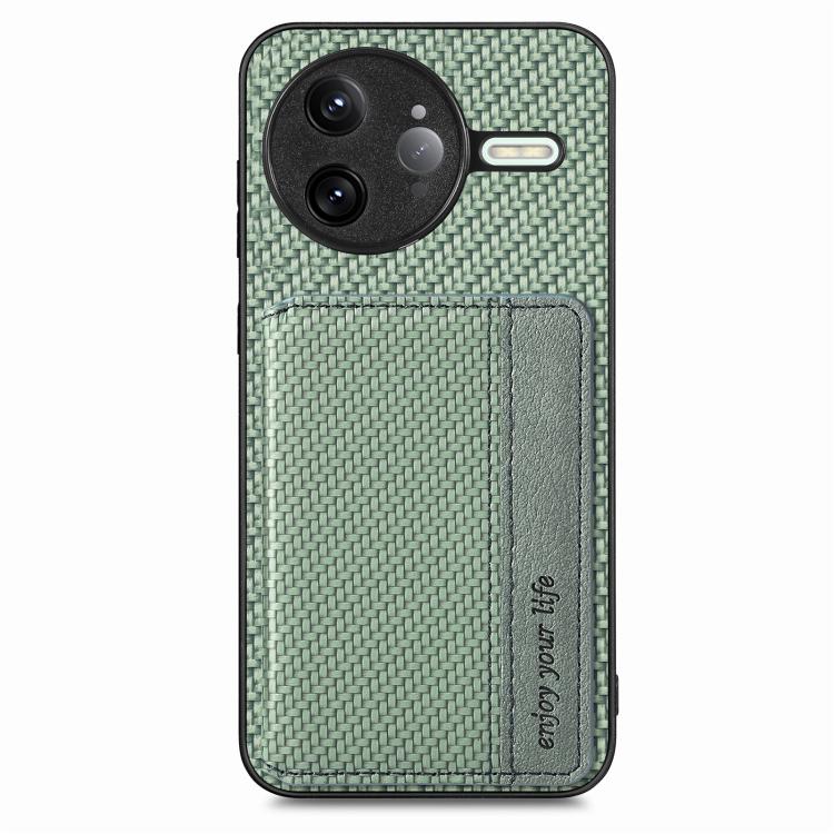 For Redmi K80 Pro / Poco F7 Ultra Carbon Fiber Magnetic Card Bag Phone Case