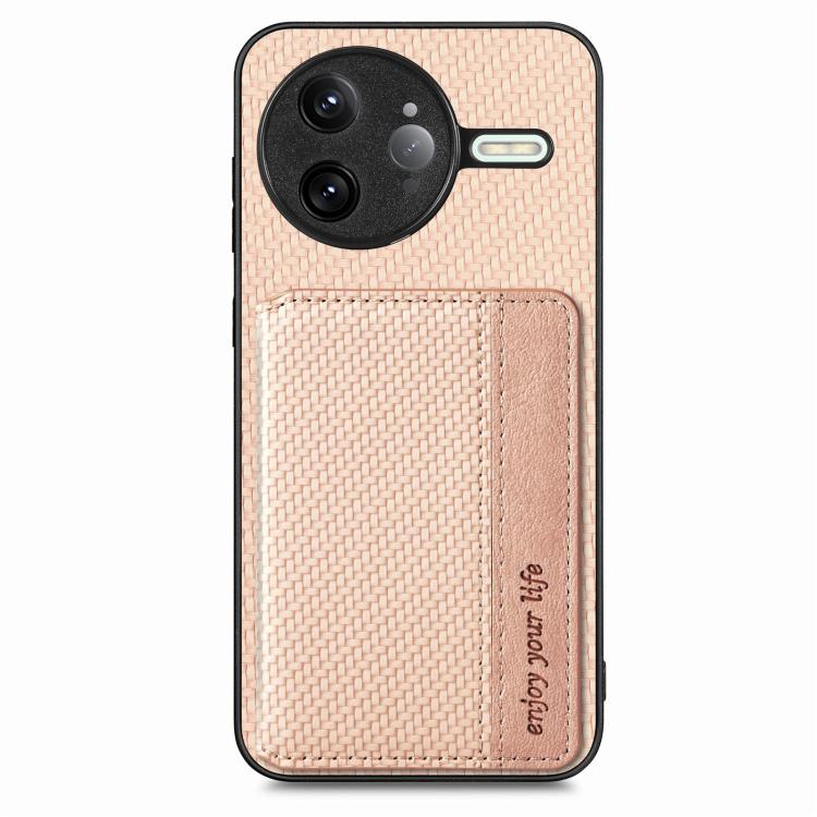 For Redmi K80 Pro / Poco F7 Ultra Carbon Fiber Magnetic Card Bag Phone Case