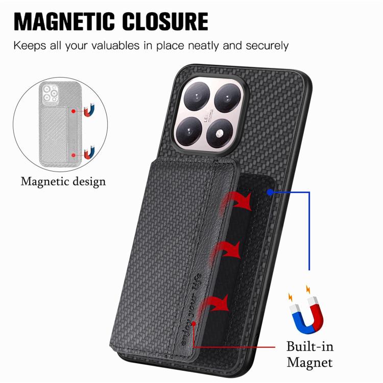 For Xiaomi 15T Carbon Fiber Magnetic Card Bag Phone Case