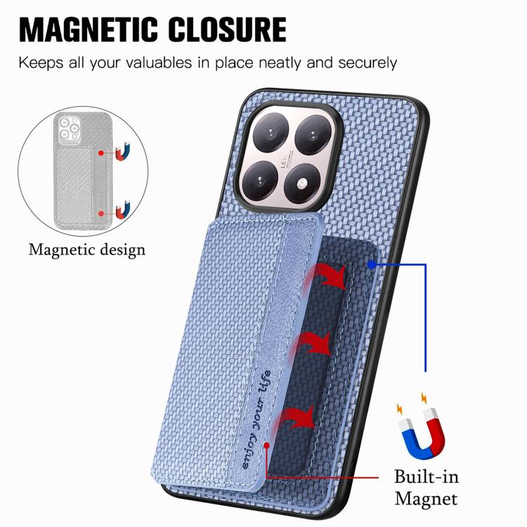 For Xiaomi 15T Carbon Fiber Magnetic Card Bag Phone Case
