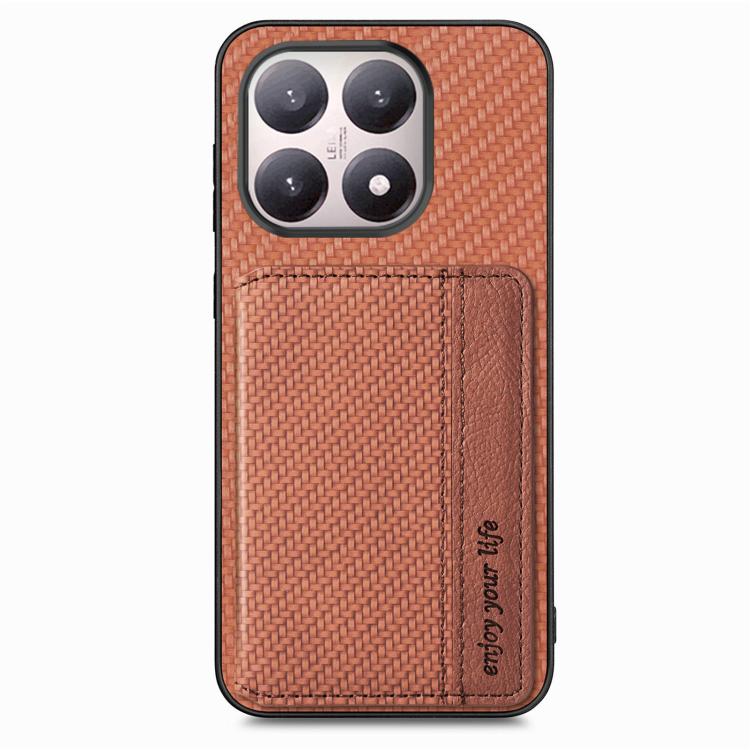 For Xiaomi 15T Carbon Fiber Magnetic Card Bag Phone Case