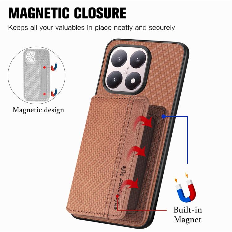 For Xiaomi 15T Carbon Fiber Magnetic Card Bag Phone Case