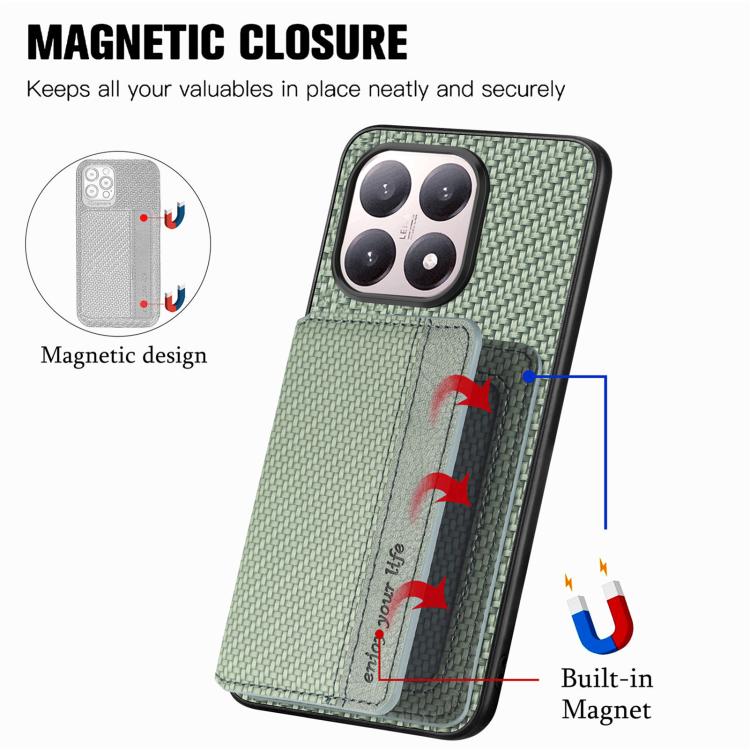 For Xiaomi 15T Carbon Fiber Magnetic Card Bag Phone Case