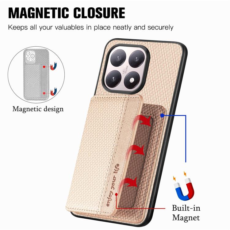 For Xiaomi 15T Carbon Fiber Magnetic Card Bag Phone Case