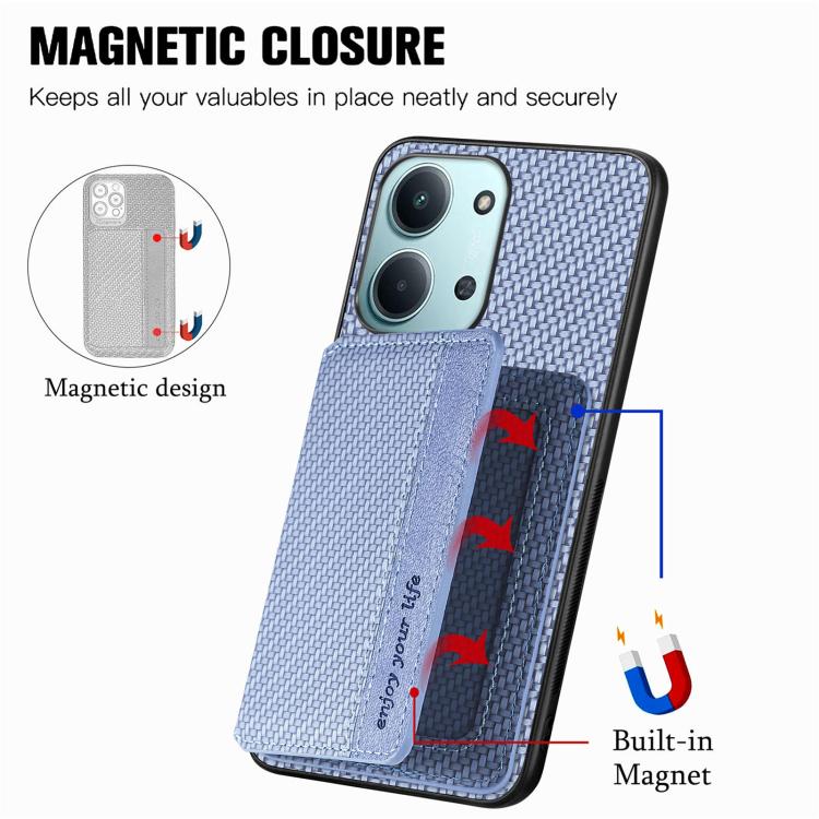 For Redmi 15C 5G / 4G Global 171mm Carbon Fiber Magnetic Card Bag Phone Case