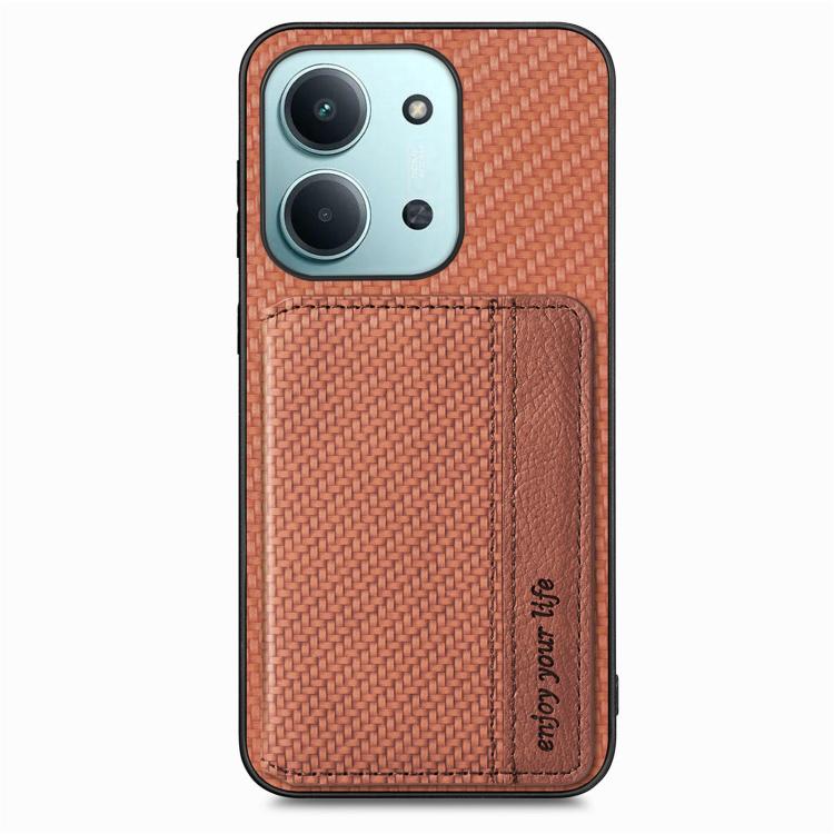 For Redmi 15C 5G / 4G Global 171mm Carbon Fiber Magnetic Card Bag Phone Case