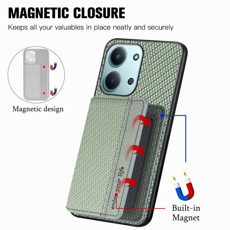 For Redmi 15C 5G / 4G Global 171mm Carbon Fiber Magnetic Card Bag Phone Case