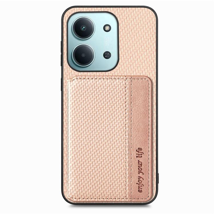 For Redmi 15C 5G / 4G Global 171mm Carbon Fiber Magnetic Card Bag Phone Case