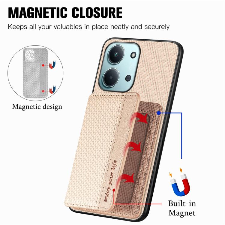 For Redmi 15C 5G / 4G Global 171mm Carbon Fiber Magnetic Card Bag Phone Case