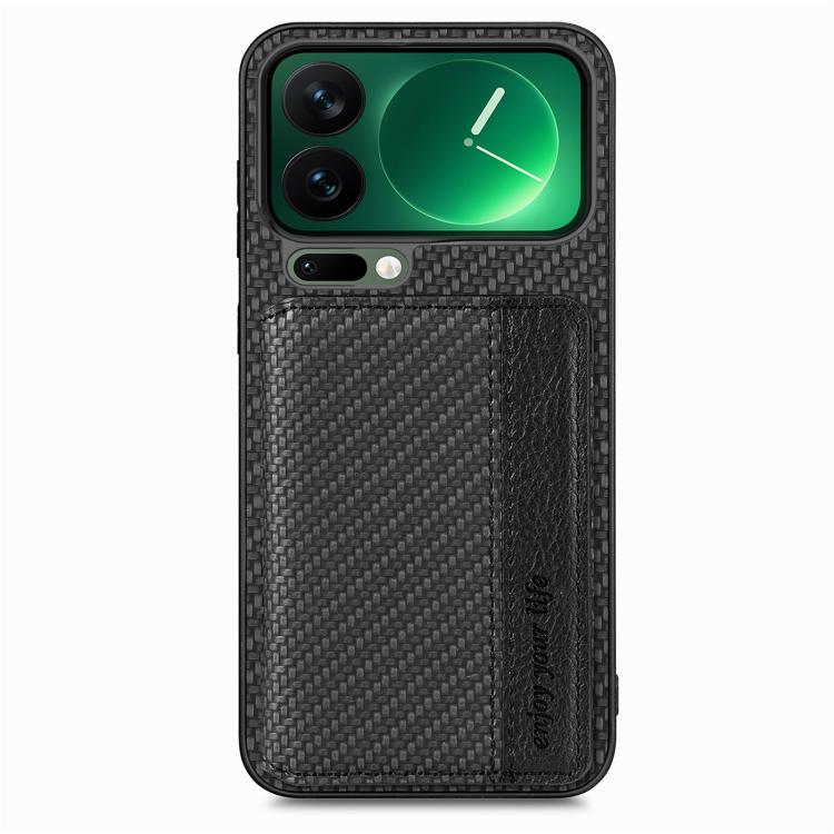 For Xiaomi 17 Pro Carbon Fiber Magnetic Card Bag Phone Case