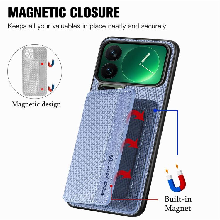For Xiaomi 17 Pro Carbon Fiber Magnetic Card Bag Phone Case