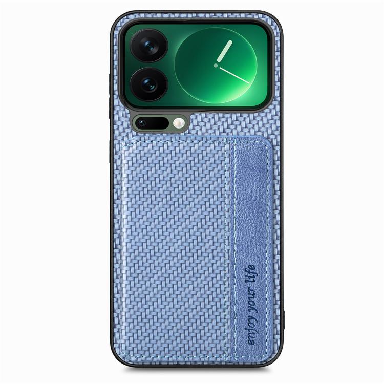 For Xiaomi 17 Pro Max Carbon Fiber Magnetic Card Bag Phone Case