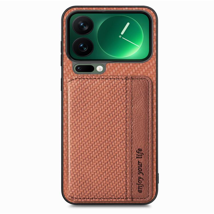 For Xiaomi 17 Pro Max Carbon Fiber Magnetic Card Bag Phone Case
